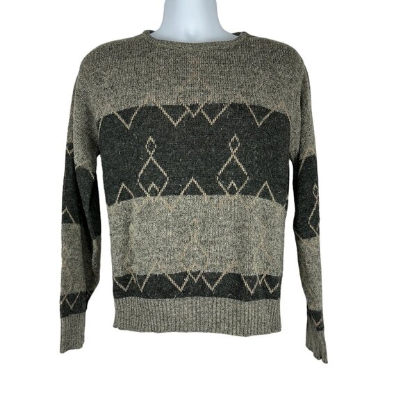 Shoreclub Geometric Knit Sweater Mens Size M Beige And Black Pullover - Picture 1 of 7